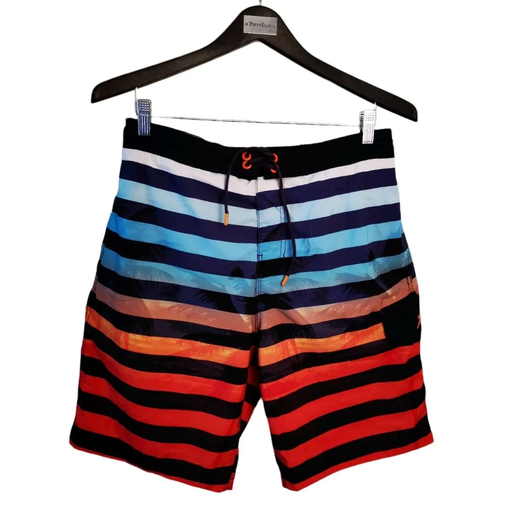 Speedo Multicolor striped Surf Board Men's shorts Size Medium 32 x 9 in inseam
